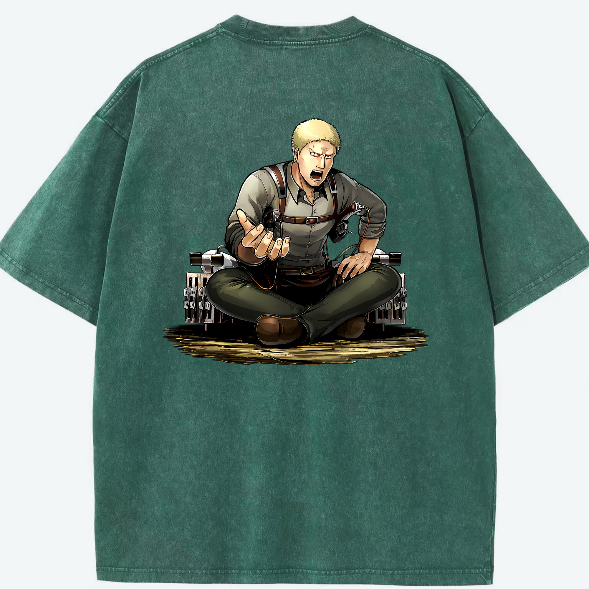 （画像用） 進撃の巨人 ライナー・ブラウン Attack on Titan Reiner Braun 綿100% ヴィンテージ風 半袖Tシャツ（背面プリント）